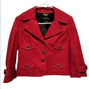 NWOT Mary Kay Exclusive Cropped Red Jacket Holiday Office Elegant Small